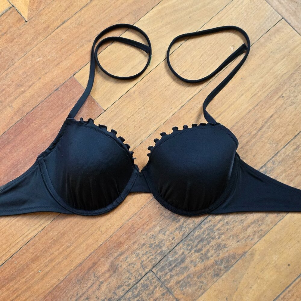 NWOT Shade & Shore Black Molded String Bikini Top Size 34C - Picture 2 of 12